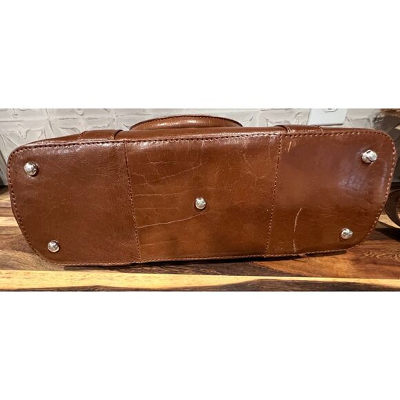Ashwood Genuine Leather Large Brown Tote Purse Double Zip Crossbody Strap - Picture 6 of 6